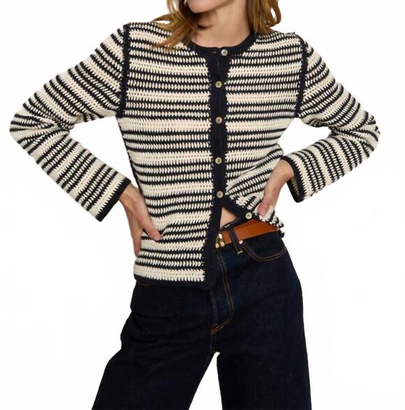 NATION LTD Sweaters - NEW NATION LTD courtney crochet cardigan in seascape stripe